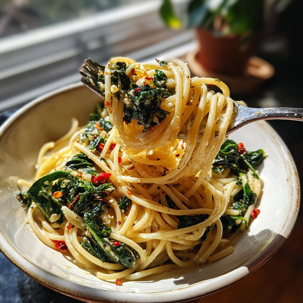 Pasta Aglio e Olio with Greens