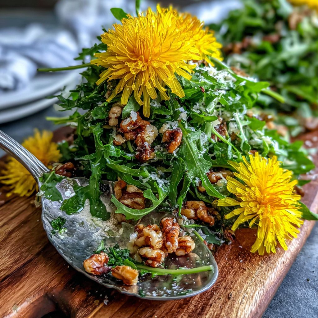 Dandelion Petal Salad with Nuts